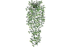Der Rose 34'' Fake Plants Hanging Artificial Potted Plants Indoor and Outdoor for Home Bathroom Wall Shelf Office Decor (1Pack)