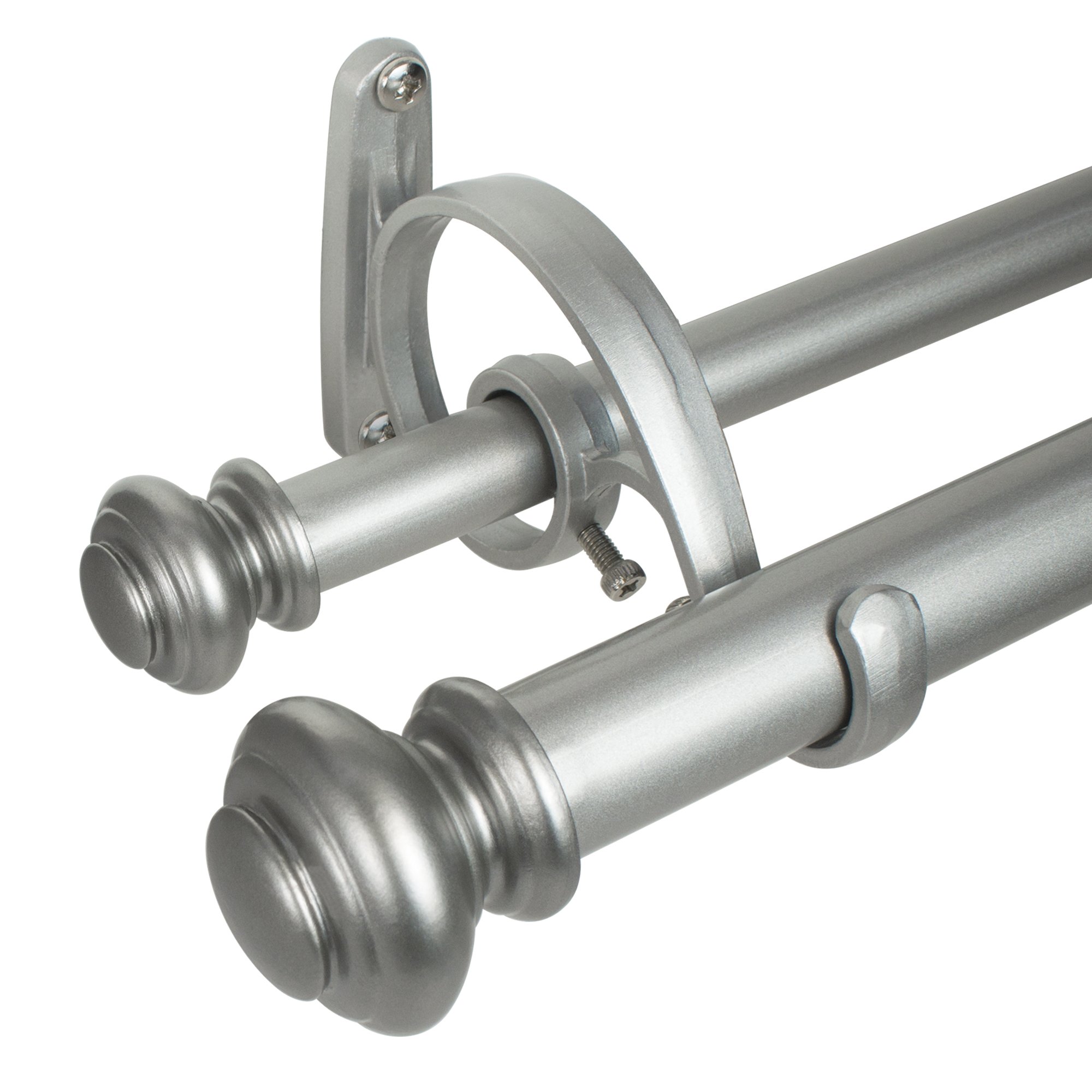 Decopolitan Curtain Rod Set, Antique Silver, 36-72-Inch