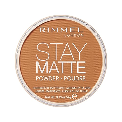 Rimmel London Stay Matte - 025 Toffee - Pressed Powder, Lightweight, High Coverage, Shine Control, 0.49oz