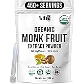 Organic Monk Fruit Extract, 5 oz, Pure Monk Fruit Sweetener Organic No Erythritol and Zero Calorie, Sugar Substitute, Powdere