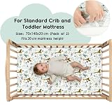 Yoofoss Fitted Cot Bed Sheets 140x70cm 2 Pack Green Giraffes Soft view 2