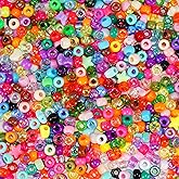 Pony Beads 1000+pcs Plastic 9mm Rave Kandi Spacer Bead for Jewelry Making, DIY Face Mask Hair Bead Bracelet Making Kit for Girls, Cute Heart Star Butterfly Shape Beads