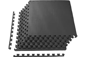 BalanceFrom 24x24 Inch EVA Interlocking Foam Exercise Tile Mat – Non-Slip Puzzle Flooring for Home Gym, Fitness Studio, or Playroom with Multiple Thickness, Coverage Sizes and Color Options