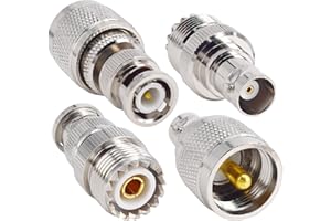 onelinkmore BNC to UHF 4 Type RF Connector Kit Coaxial BNC Male Female to UHF Male Female RF BNC UHF Radios Adapter Kit for A
