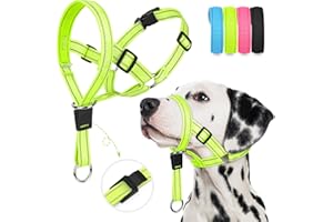 Weesiber Soft Dog Head Collar - Adjustable Dog Head Harness, Padded No Pull Head Halter Collar with Reflective Safety Strip for Training and Walking(Green,M)