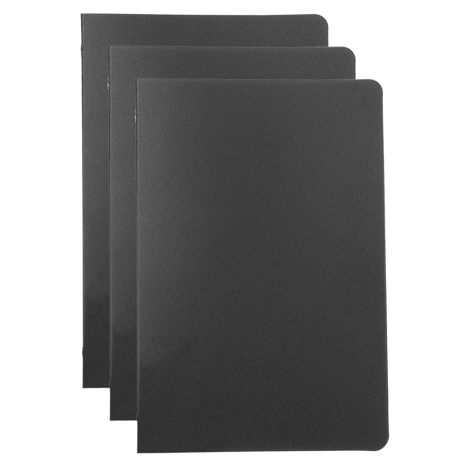PATIKIL A6 Cover, 3 Pcs PP 6 Ring Loose Leaf Binder Protector, Round Ring Refillable Notebook, Thickened Frosted for Meeting Folder, Black
