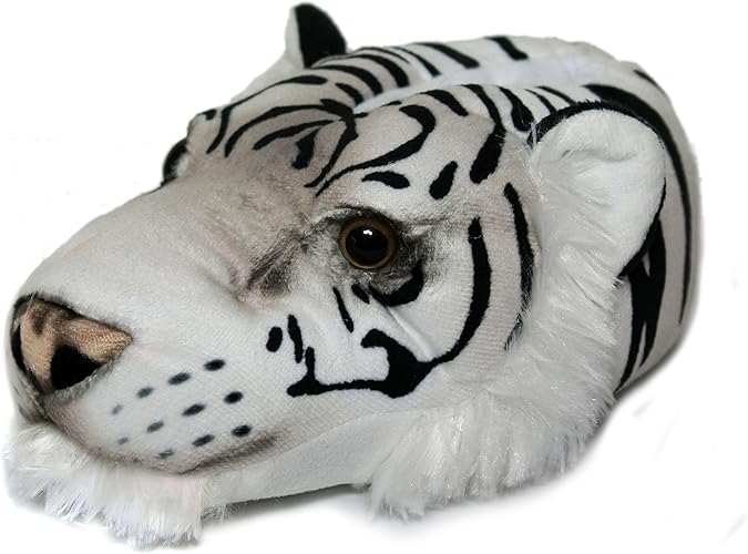 Fuzzy Winter Animal Tiger Slippers for Men Women Adult and Little Big
