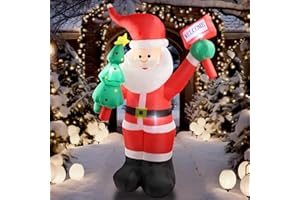 CAIPEV 6 FT Christmas Inflatable Santa Claus Outdoor Decorations with Built-In LEDs, Blow-Up Santa for Yard Decorations, Inflatable Xmas Decorations for Christmas Indoor, Outdoor, Garden, Lawn, Winter Decor.