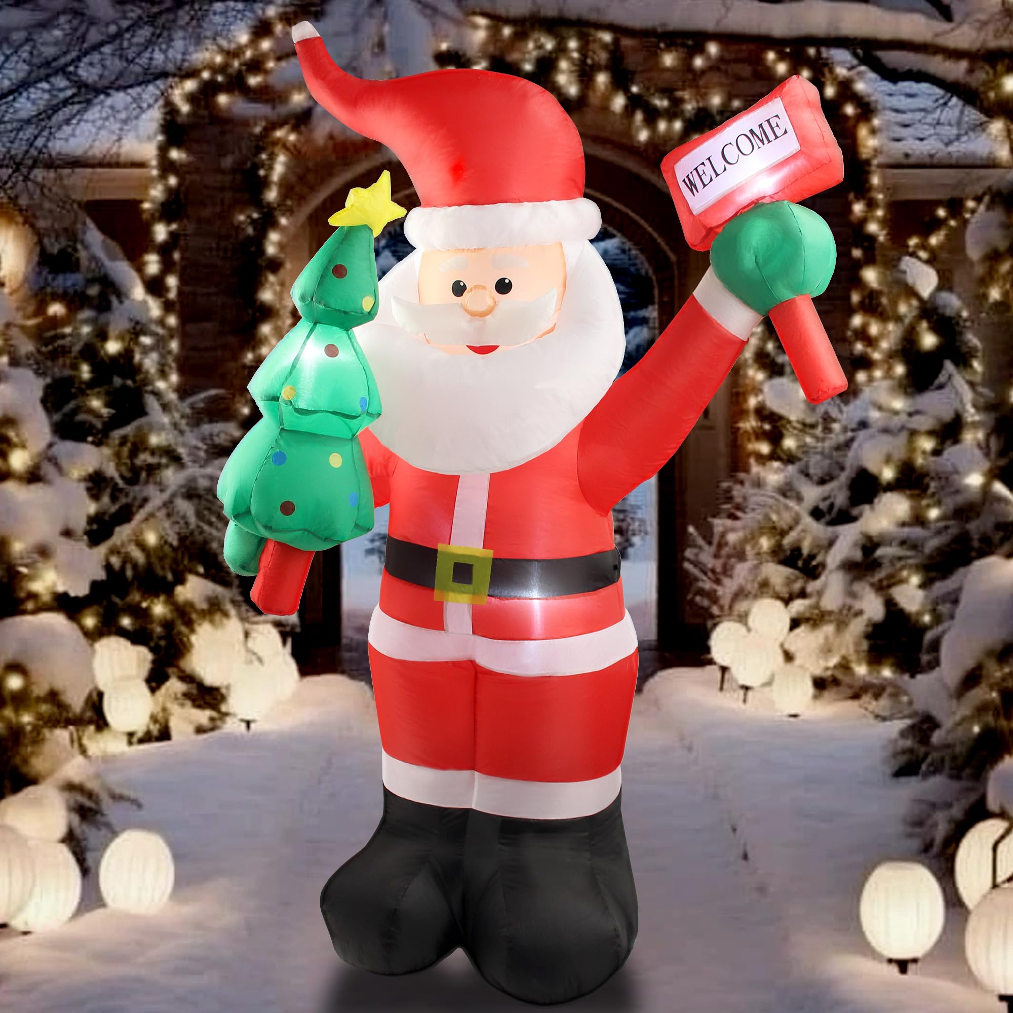 Photo 1 of 6 FT Christmas Inflatable Santa Claus Outdoor Decorations with Built-In LEDs, Blow-Up Santa for Yard Decorations, Inflatable Xmas Decorations for Christmas Indoor, Outdoor, Garden, Lawn, Winter Decor.