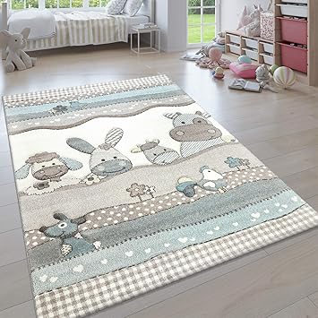 Paco Home Kinderteppich Moderner Kinderzimmer Pastell Teppich Niedliche 3d Tiermotive Grosse 80x150 Cm Farbe Beige Amazon De Kuche Haushalt