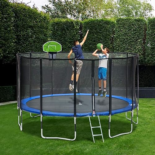 ExacMe 15FT High Weight Capacity Trampoline Outdoor with Enclosure