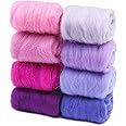 WONVOC Needle Felting Wool 80 g, 8 Colors Nature Wool Roving, Felting Wool Bulk, Wool Roving for Needle Felting, for DIY Craft Materials and Felting Wool Craftsmen, 10g/Color, Purple