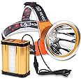 Vanvale Superbright Bright Portable Rechargeable Headlight Powerful LED Headlamp Flashlight with 3 Light Modes External Battery Pack for Camping Biking Hunting Fishing (White Light)