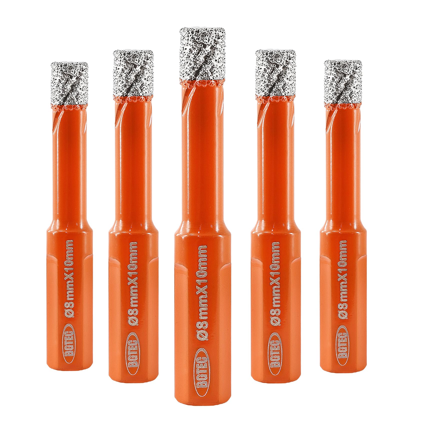 BGTEC Dry Diamond Core Drill Bit, 5Pcs 8mm Vacuum Brazed Hole Saw with Triangle Shank for Porcelain Tile Ceramic Granite Marble Masonry — image 1