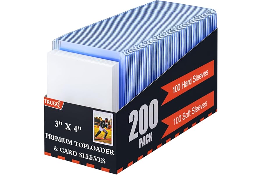 TRUGQ 200 Card Sleeves Toploads for Cards,3" x 4" Baseball Card Protectors,Premium Standard Size Trading Hard Plastic Card Ho