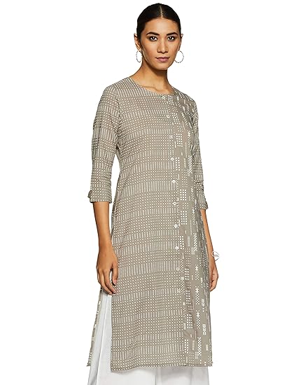 Women's Cotton Straight Kurta (AEAMSP20PHGREY_Grey_X-Large)