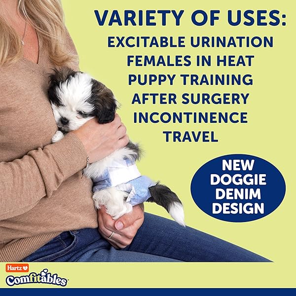 HARTZ DISPOSABLE DOG DIAPERS, SIZE M 32 COUNT, COMFORTABLE & SECURE FIT, EASY TO PUT ON