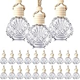 BBTO 50 Pcs Hanging Car Air Freshener Car Diffuser Bottles Empty Glass Perfume Bottle Freshener Diffuser Bottle Pendant for Essential Oil Fragrance Aromatherapy Bottle Ornament(Shell)