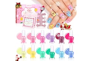 TOMICCA Kids Nail Polish - Nail Polish Set for Girls, 12 Rainbow Colors Quick Dry Non-Toxic Peel Off Water Based Nail Polish Birthday Gift for Toddler