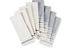 KITCHENAID Vintage Stripe Kitchen Towels 8-Pack, Absorbent 100% Woven Cotton, Ink Blue/Ivory, 17”x28”