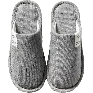 Tellrain Closed Toe Linen Slide Slippers Men Women Non-Slip Indoor House Shoes Comfortable Couple Home Footwear