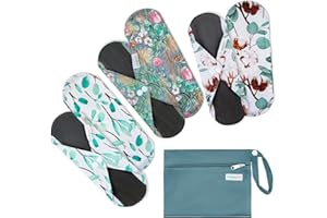 7pcs Set 1 pc Mini Wet Bag +6pcs Absorbent Reusable Sanitary Pads/Washable Cloth Menstrual Pads(Summer,S)…