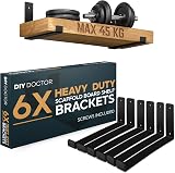 DIY Doctor Heavy-Duty Scaffold Board Shelf Brackets Set of 6 23.5cm Black