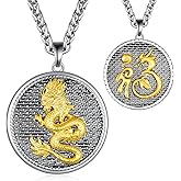 Dragon Necklace for Men Sterling Silver Dragon Pendant Chinese Zodiac Jewelry for Men Women
