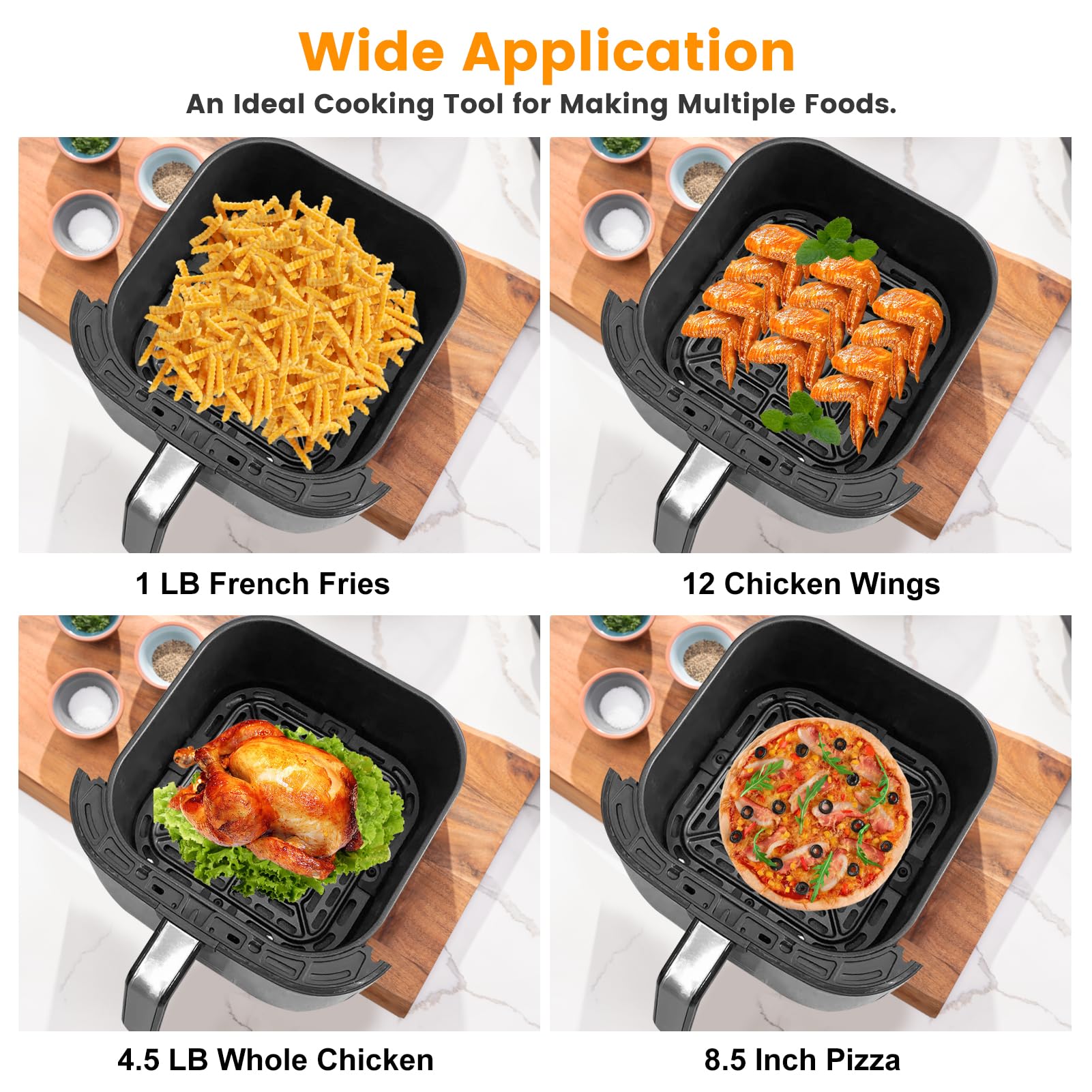Air fryer Replacement Parts for Instant Pot Vortex Plus 6 in 1 4 Quart Air Fryer Oven, 7.5''×7.5'' Square Food Grade Air Fryer Grill Pan Grill Plate Crisper Plate Accessories Tray Rack