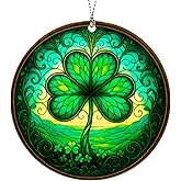 St Patricks Day Decor, Lucky Shamrock Suncatcher Hanging Decor for Window Car Tree, Green Shamrock Ornaments Decorations, Irish Gifts for Women Friends Family, Irish Decor, Christmas Ornaments