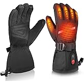 Heated Ski Gloves, Unisex Winter Skiing Gloves, 7.4V Battery Power Rechargeable Heating Glove for Women & Men Skiing, Snowboarding, Snowmobile, Outdoor Sports