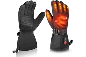 DINSVTA Heated Ski Gloves, Unisex Winter Skiing Gloves, 7.4V Battery Power Rechargeable Heating Glove for Women & Men Skiing, Snowboarding, Snowmobile, Outdoor Sports