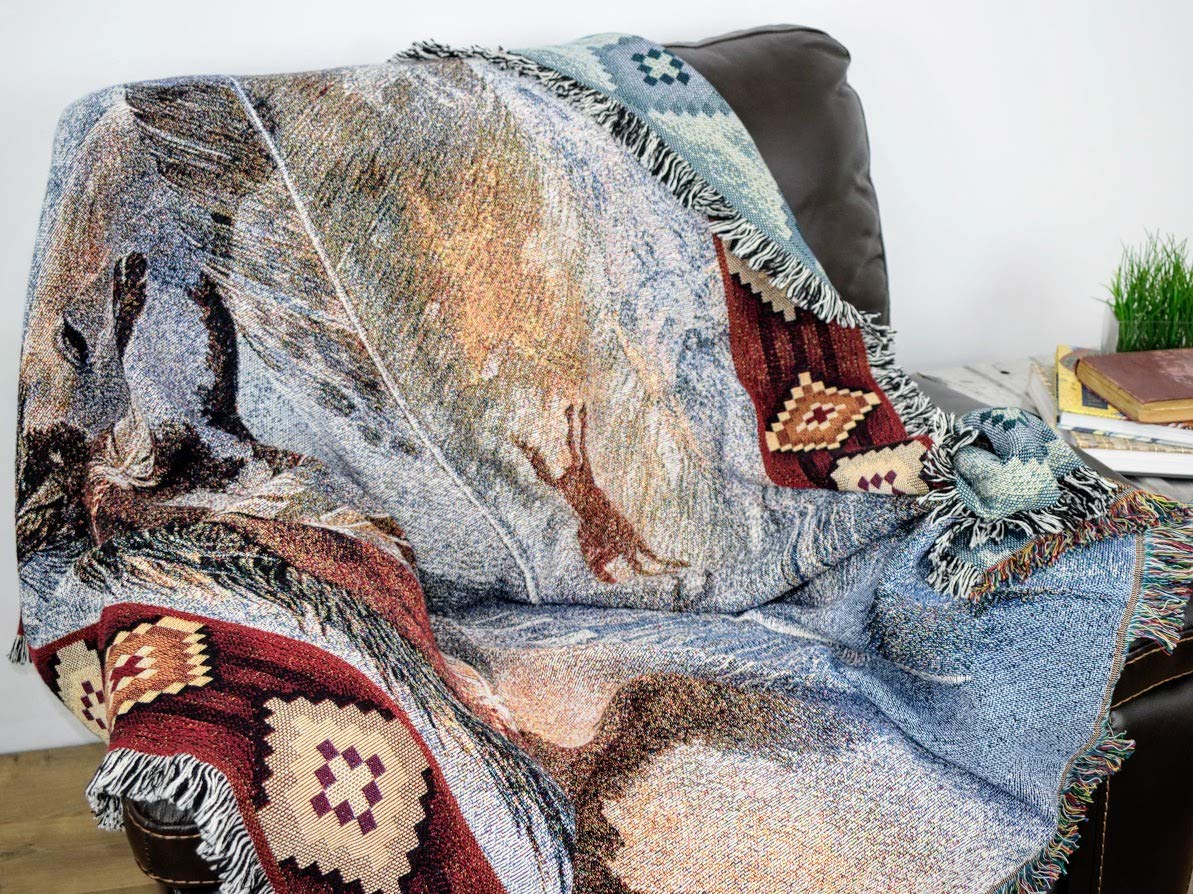 Pure Country Weavers Woven Tapestry Camp Throw with Fringe Cotton USA