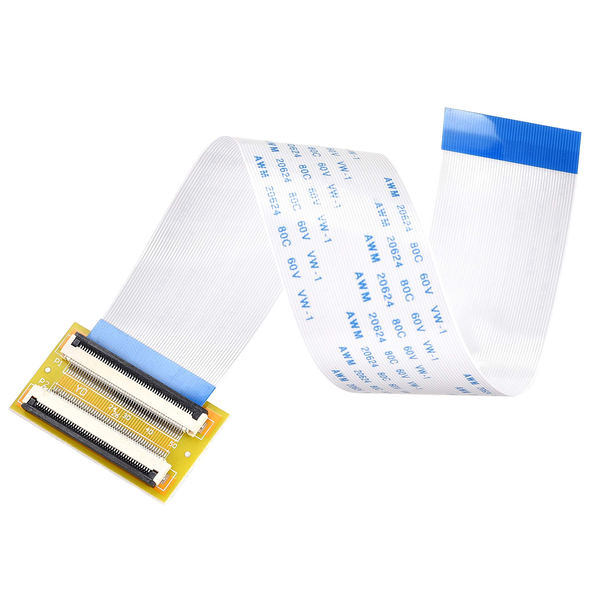 sourcing map Flexible Flat Cable (A Type) and Flip Up to Mount Extend Adapter Kit, 50 Pin 0.5mm Pitch 200mm FFC for LCD TV Car Audio DVD Player Laptop