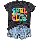 Grandma Shirt for Women Cool Grandma Club T-Shirt Funny Floral Graphic Tee Letter Print Casual Short Sleeve Tops