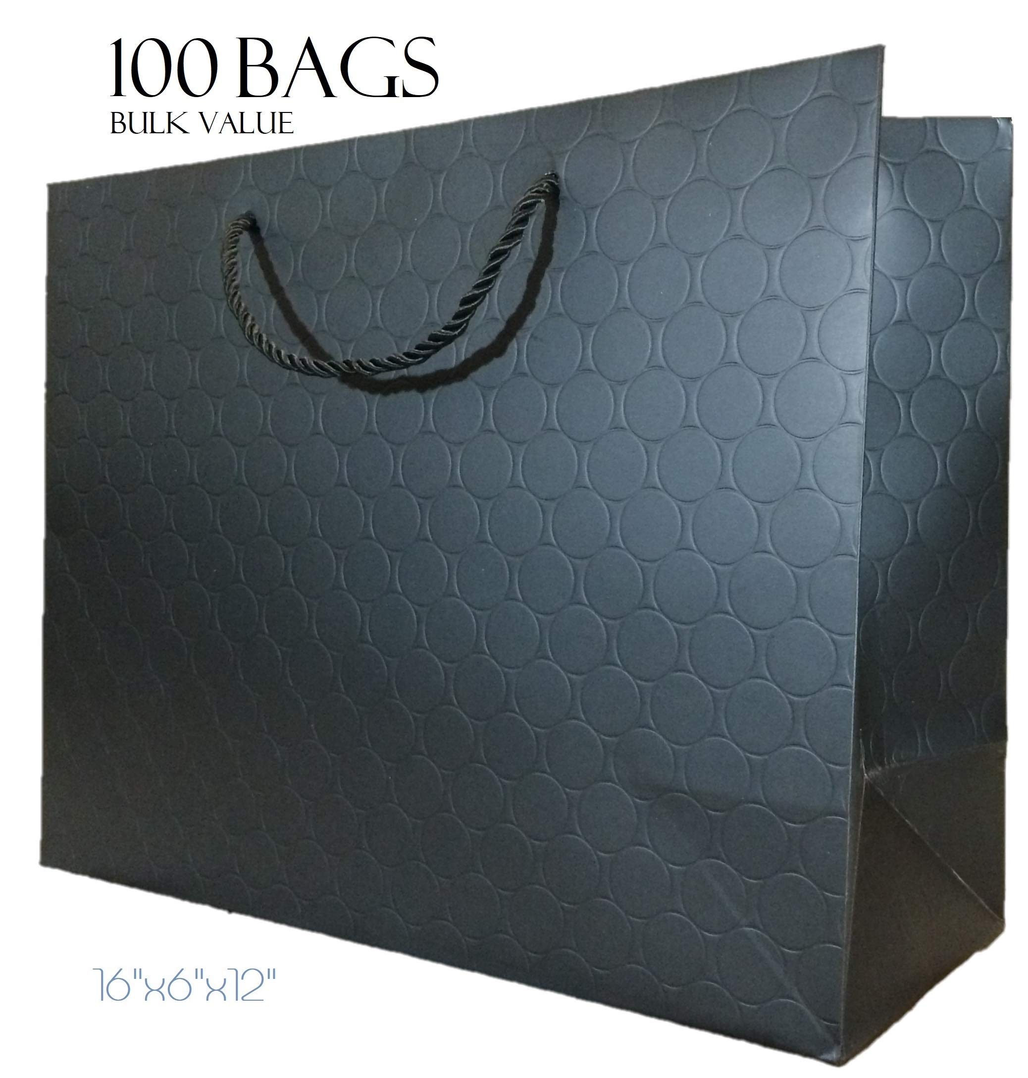 Buy Extra Large Gift Bags Bulk with Handles Black (100 Bags)16x6x12