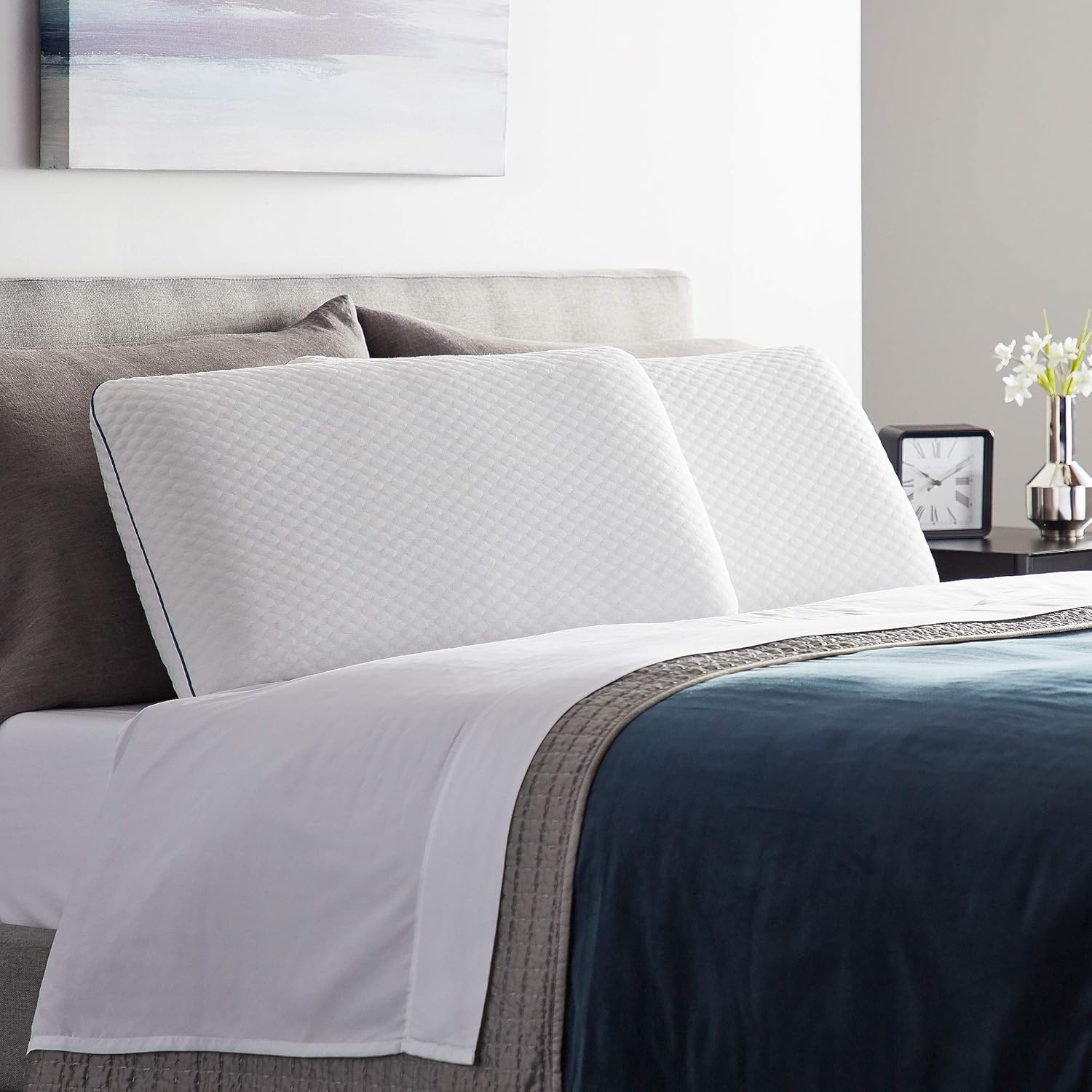 WEEKENDER WKQQ30GF Memory Foam Pillow, Queen, Blue: Home & Kitchen