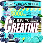 Creatine Monohydrate Gummies 5g – Muscle Growth | Pre Workout Creatine for Men & Women | Flavored and Chewable Creatine with Taurine | 5000 mg Micronized Creatine Advanced Formula | 120 Gummies