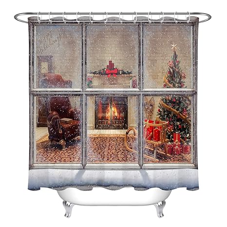 Amazon Com Lb Outside Christmas Eve Room Window Fireplace Xmas