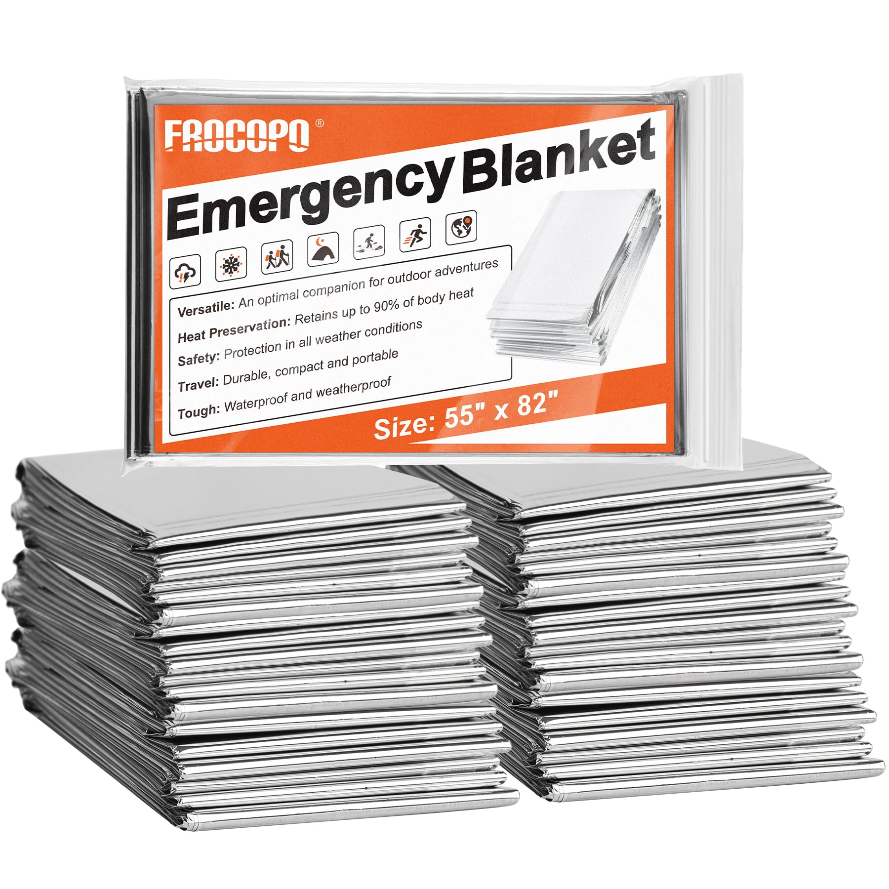 Photo 1 of Frocopo 6 Pack Emergency Mylar Blanket, Emergency Blanket Space Blanket Survival Rescue Insulating Reflective foil kit Outdoors Hiking Camping Blanket Perfect for Outdoors, Hiking, Camping Survival