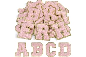 CHRORINE 26/52/104 Pcs Self Adhesive Chenille Letter Patches A-Z, Also Supports Sew or Iron on, Embroidered Alphabet Patches 
