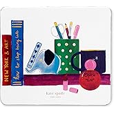 kate spade new york Leatherette Mouse Pad, Charmed Library | 9" x 8" Square Faux Leather Mouse Mat with Non-Slip Back, Cute and Functional Desk Accessory for Computer