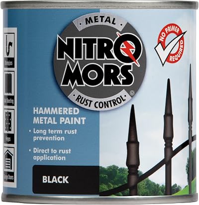 Nitromors Hammered Metal Paint Black 250ml UV Rust Protection Doors Gates