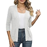 Bettysays Women's Sweater Shrug Cropped Jacket Hollow Out Lightweight Knit Bolero Cardigan (X-Large,White)