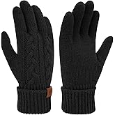 ZASFOU Womens Winter Gloves Touchscreen Knit Gloves Elastic Cuff Warm Gloves for Women Cold Weather Gifts