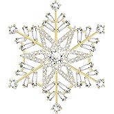 KristLand - Elegant Gold Tone Star Snowflake Winter Fashion Brooch Pins Full CZ Pendant Broche for Women Gift