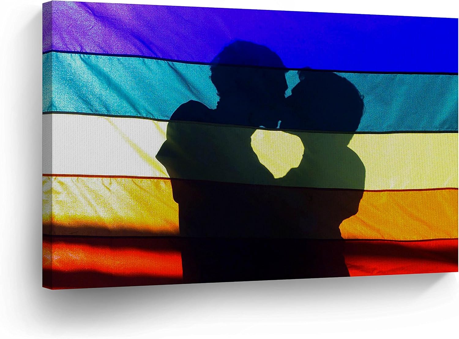 Amazon Com Lgbt Flag Canvas Print Rainbow Colors Gay Couple Shadow Lesbian Wall Art Love Decorative Decor Artwork 100 Handmade In The Usa 30x40 Posters Prints