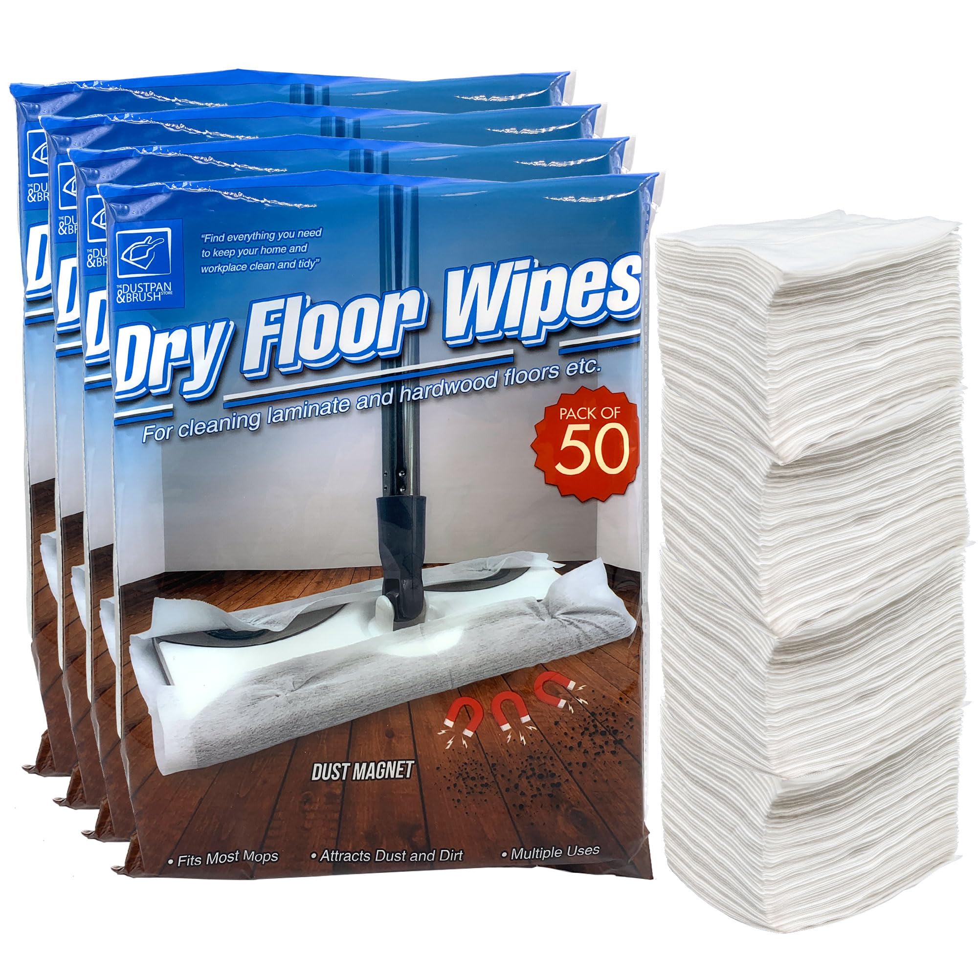 Pack of 200 Disposable Microfibre Electrostatic Floor Cloths For Flat Swivel Mop Multi Fitting Cleaning Wipes - 21cm x 29cm Fits Most Mops Like Swiffer Etc By The Dustpan and Brush Store ®