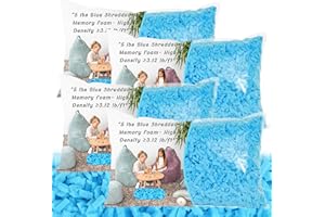 HONEHO Bean Bag Filler - 20lbs Shredded Memory Foam Filling, High Density ≥3.12 lb/ft³, Blue Pillow Stuffing for Bean Bag Chair, Couch Cushion, Dog Bed, Stuffed Animals, DIY, Non-Toxic & Hypoallergenic