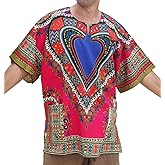 RaanPahMuang Brand Unisex Bright African Classic Dashiki Cotton Men Women Shirt
